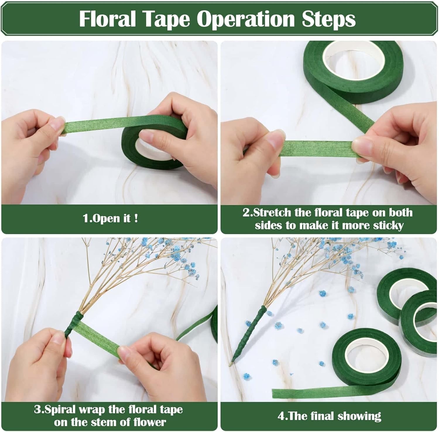 Waterproof Floral Arrangement Kit: 100 Stem Wires, Tape & Pins for DIY Bouquets
