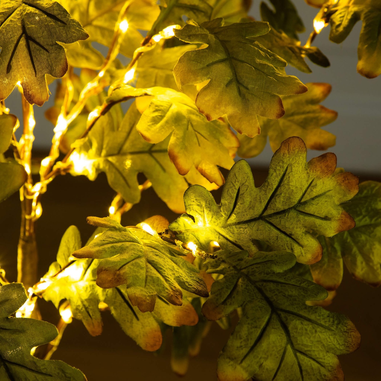 Nearly Natural 4ft Pre-Lit Green Autumn Oak Fall Tree w/ 150 Warm White LED