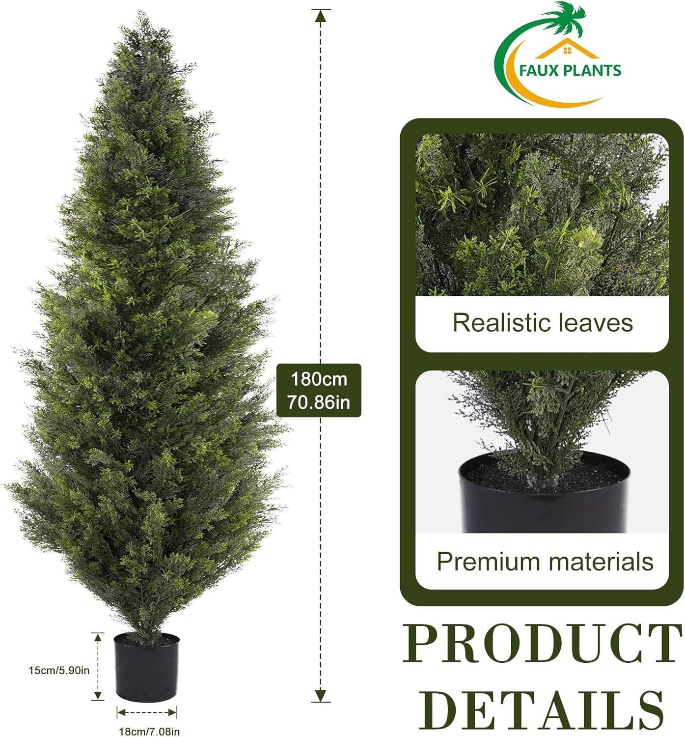 6FT UV-Resistant Artificial Cedar Topiary Trees – Set of 2 for Outdoor Decor