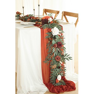 6ft Artificial Eucalyptus Garland with Flowers Fake Greenery Burnt Orange Faux