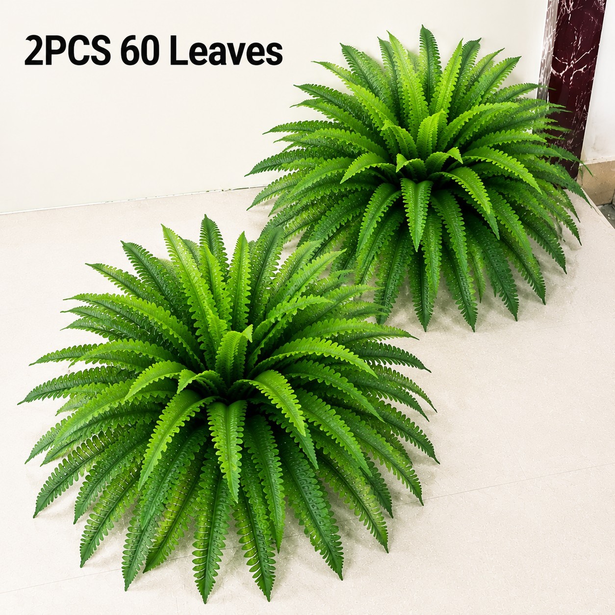 2 Pack 24 in Artificial Boston Ferns Bush Plant for Office & Living Room Decor