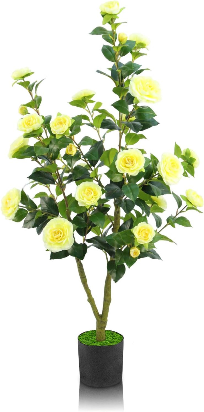 Artificial Camellia Tree, 4FT Faux Camellia Plant Indoor, Realistic Artificial T