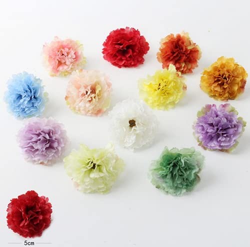 50 Artificial Silk Carnation Flower Head with Stems Set,Vase Fillers, for Hom…