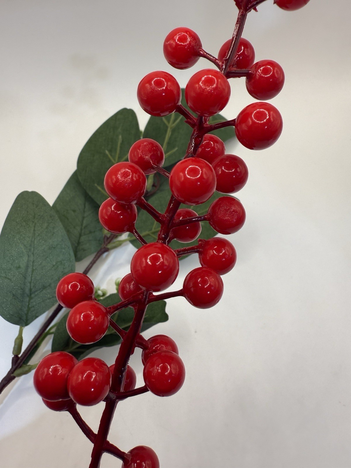 60 PCS Artificial Christmas Picks Faux Eucalyptus Stems Red Holly Berry Picks