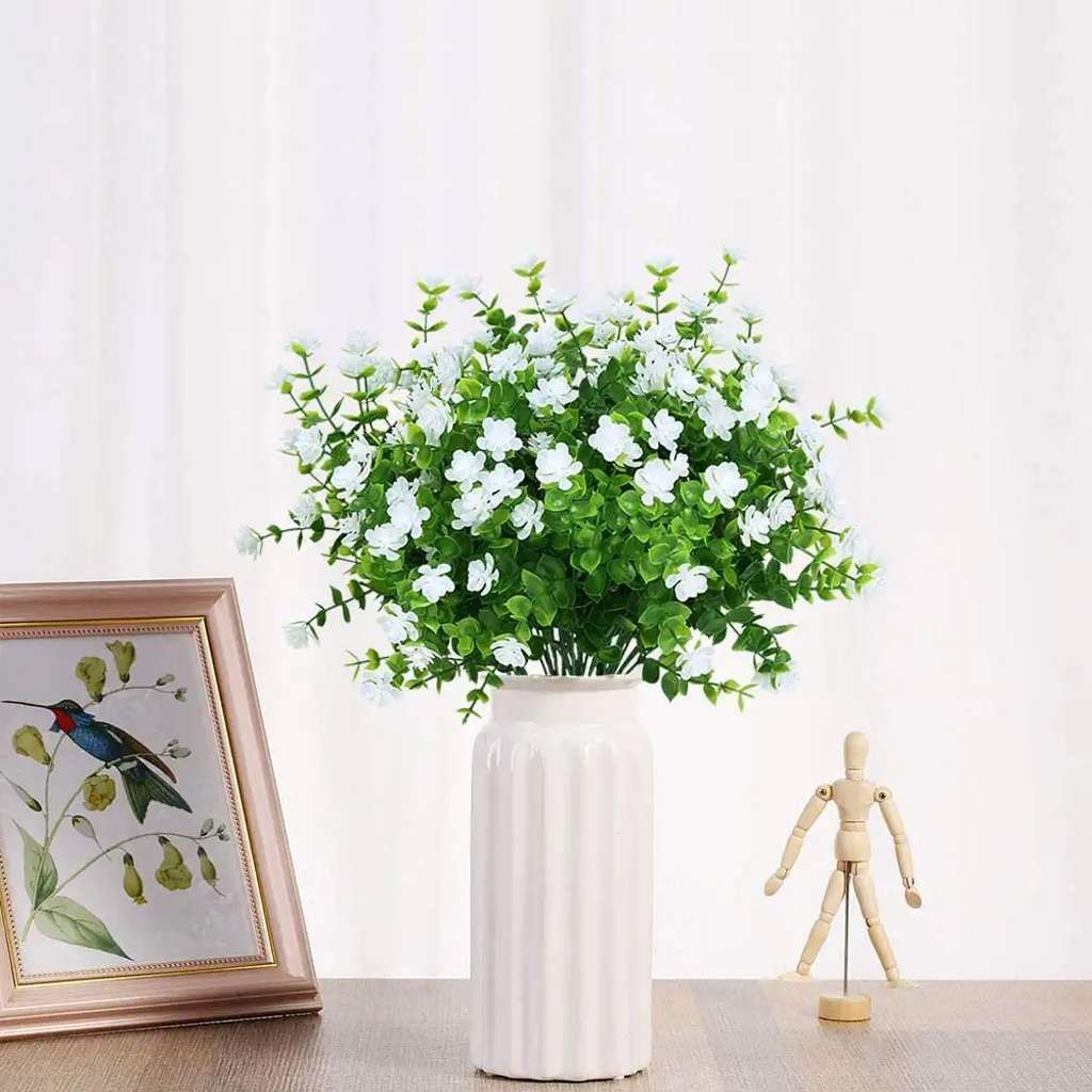 2/4/8 Bundles Artificial Flowers Outdoor UV Resistant Plastic Plant Silk Flower