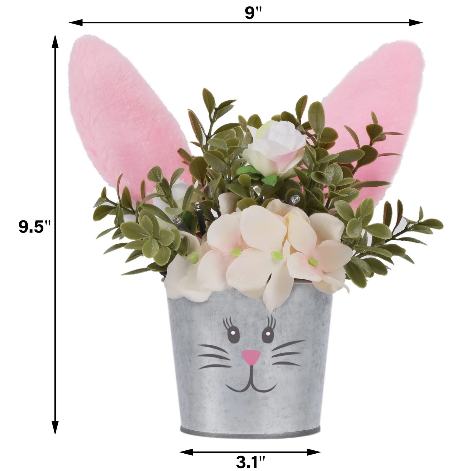 Easter Table Decorations Artificial Flower Bunny Ear Lighted Desk 1 PCS