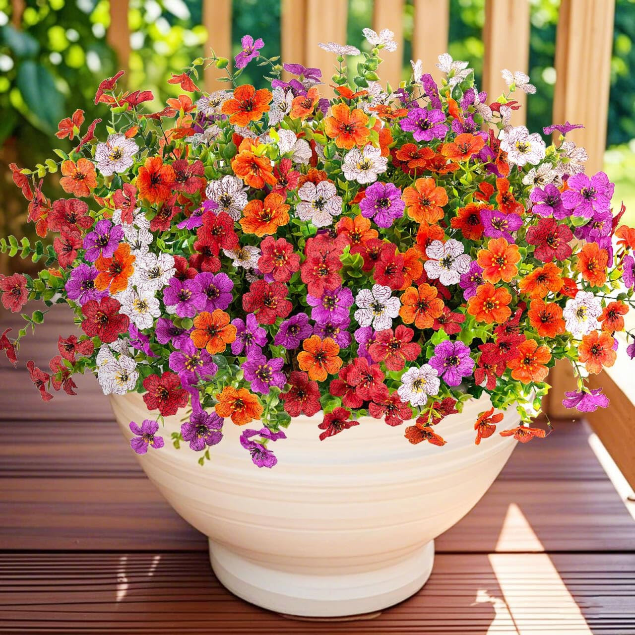 12 Bundles Artificial Flowers,Faux Plants for Spring Summer Decoration, UV Resis