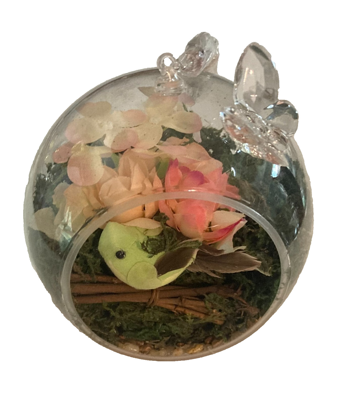 Ganz The Glass Orchard Peach Peony Floral Terrarium