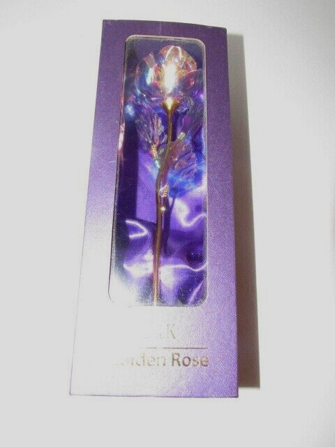 24K Long Stem Gold Rose in Purple Gift Box For THE LADY IN YOUR LIFE