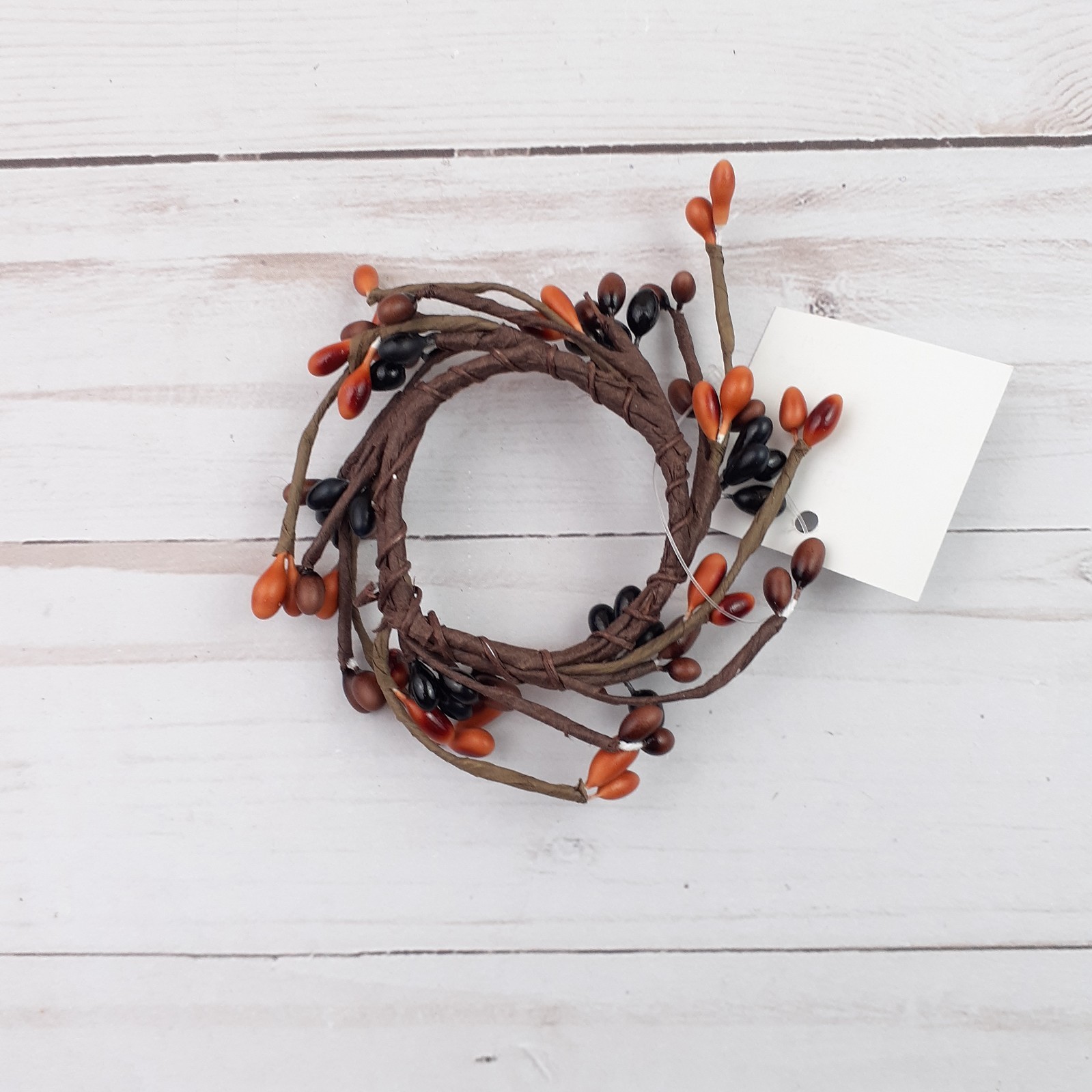 Mini Pip Berry Taper Candle Ring Primitive Mix Orange Brown Black 1.5 in inside