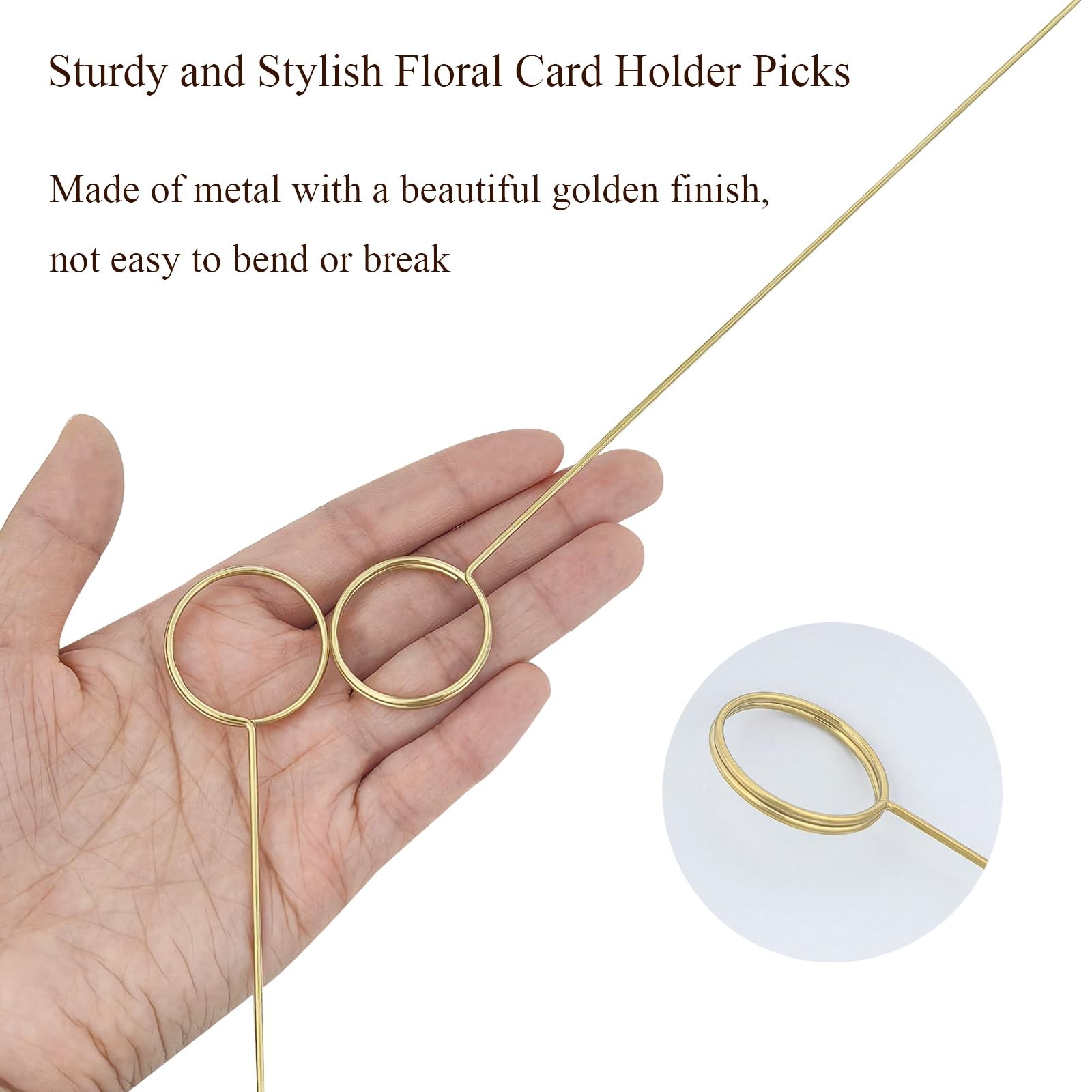 30Pcs Floral Picks, Golden 13.4inch Metal Wire Flower Plant Place Sticks Gift…
