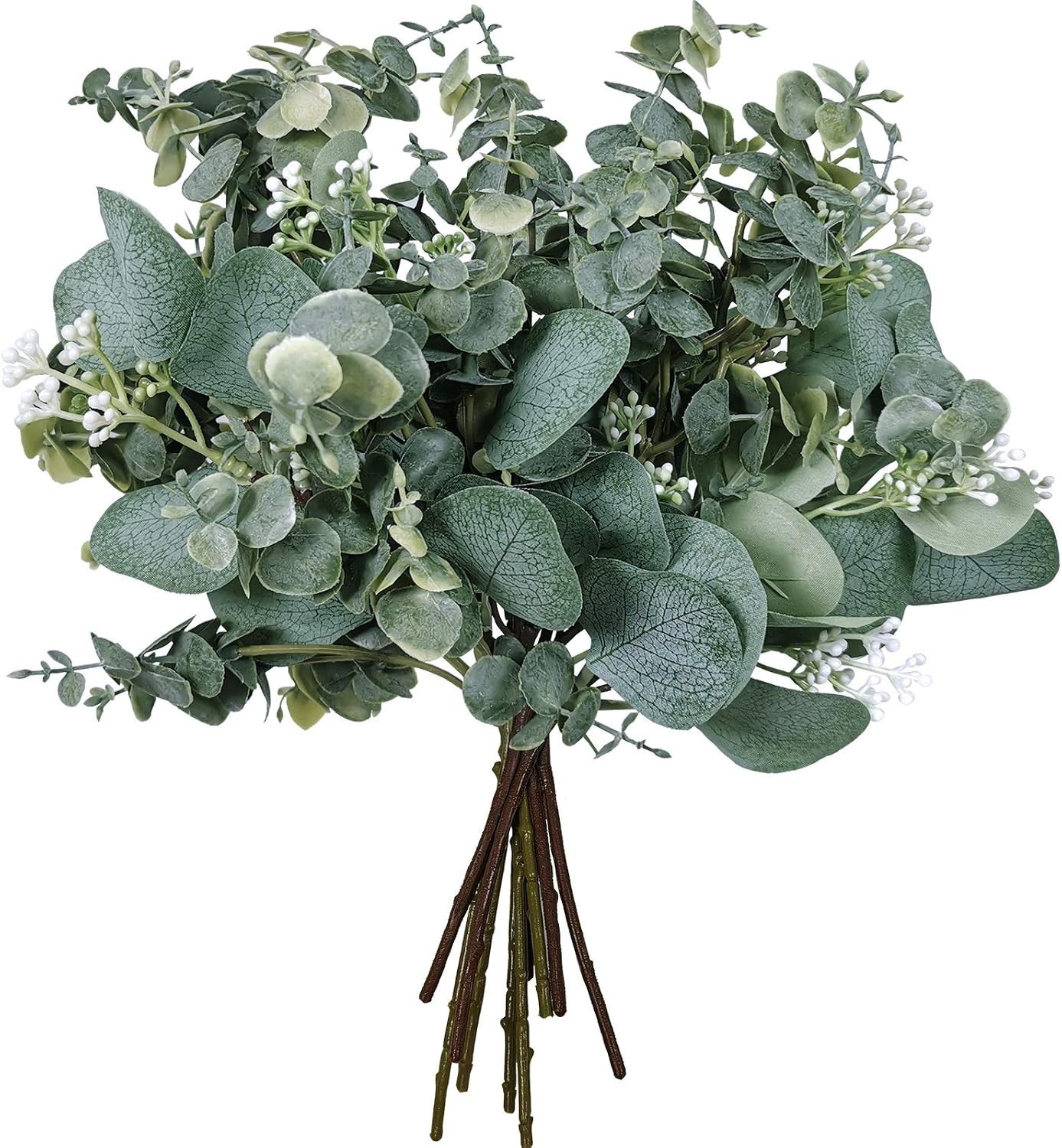 Bulk Artificial Silver Dollar Eucalyptus Leaves Picks Stems and Faux Branches…
