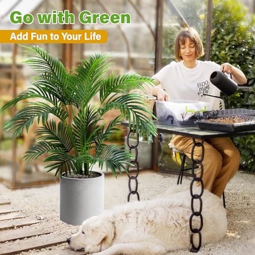 4ft Artificial Areca Palm Tree Plant, 47in Fake Cane Palm Silk Tree 4FT-1 Pack