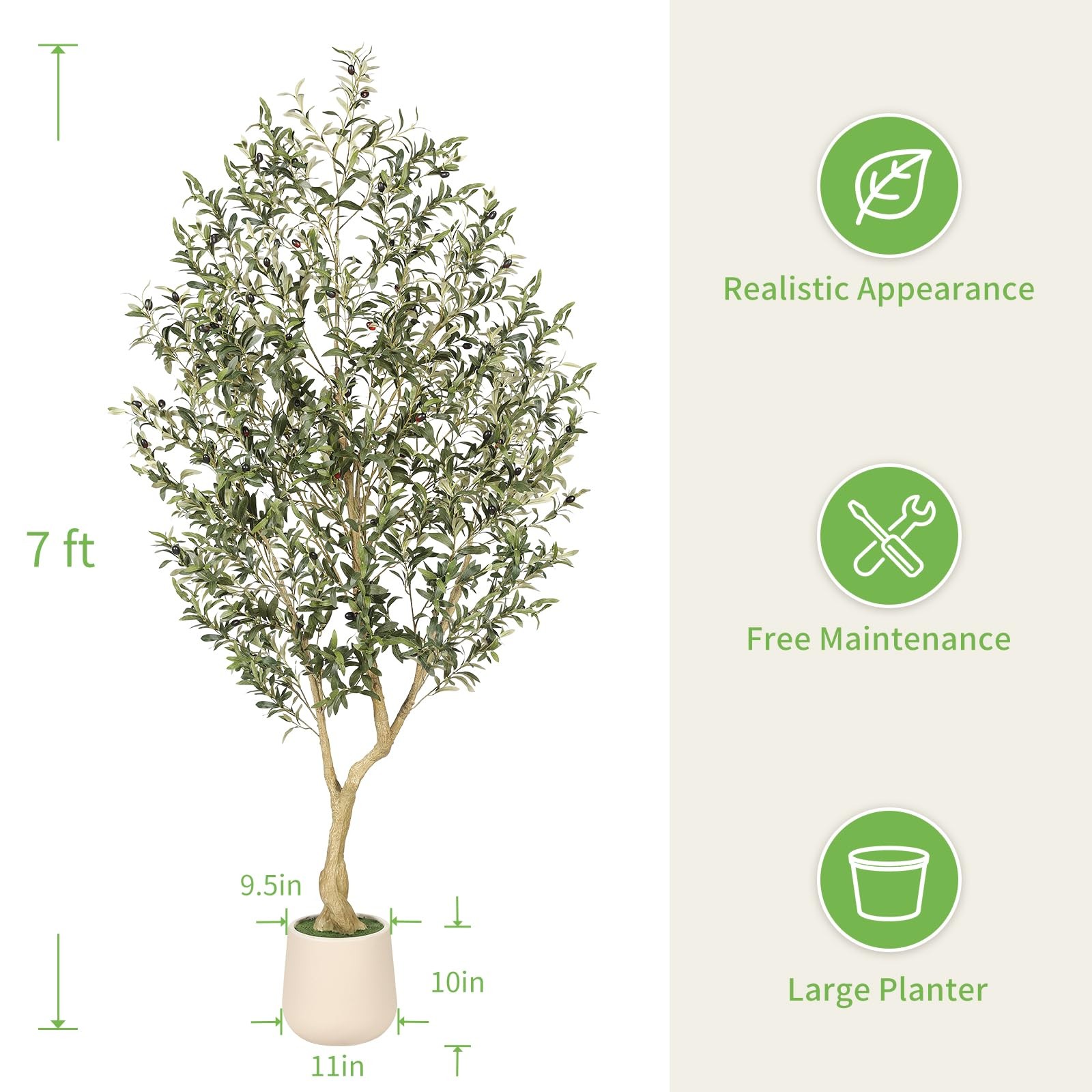 7ft Artificial Olive Tree with Tall Exquisite Planter – Realistic Fake Olive …