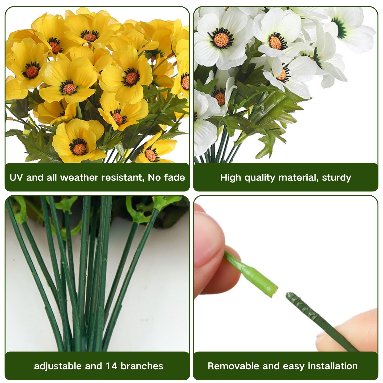 6 Bundles Fake Flowers for Outdoors Decoration Artificial Faux Poppy Flowers …