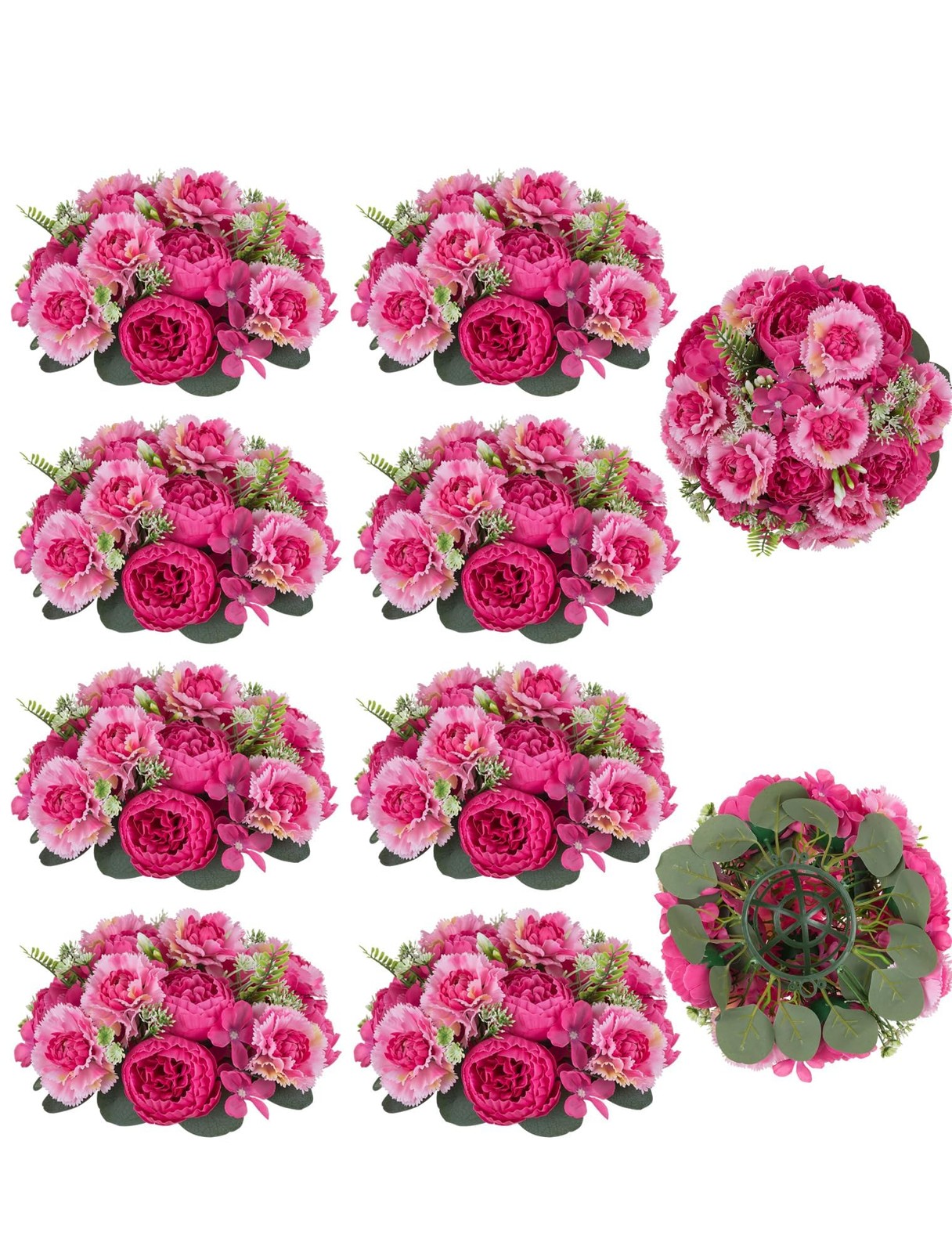 Faux Peony Flowers centerpieces: 10pc 9.5 Inch Hot Pink Floral Arrangement fo…