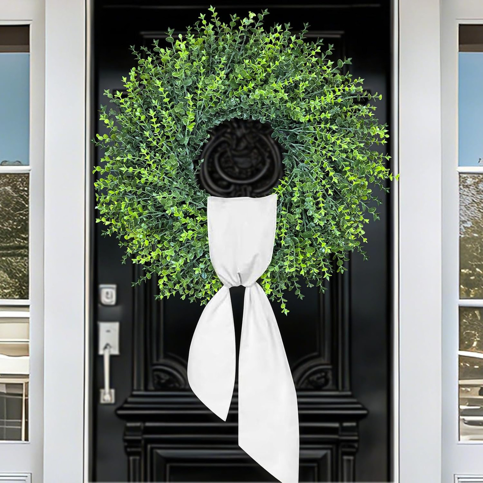 28 Inch Large Boxwoods Door Wreath for Front Door Spring Summer Fall Winter All