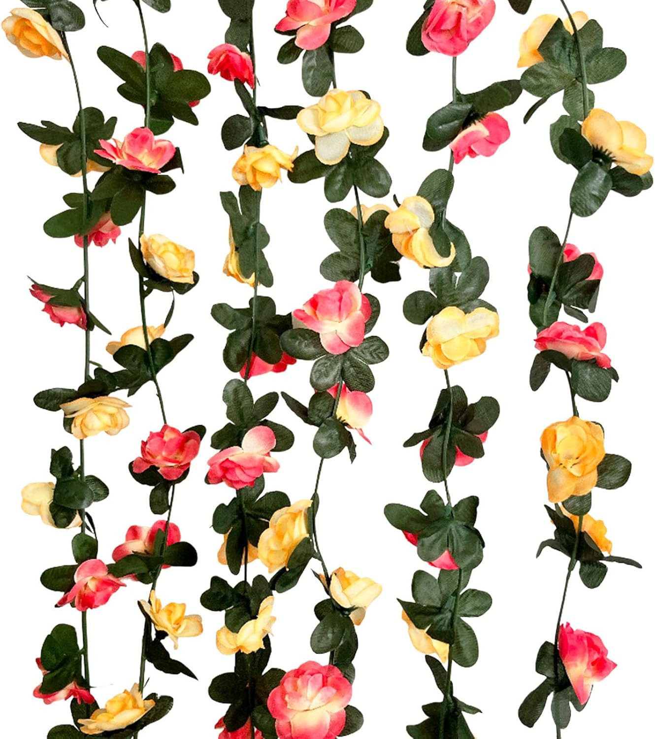 8pcs 63ft Pink Yellow Rose Garland Fake Flower Vines Artificial Vine Flowers Ros