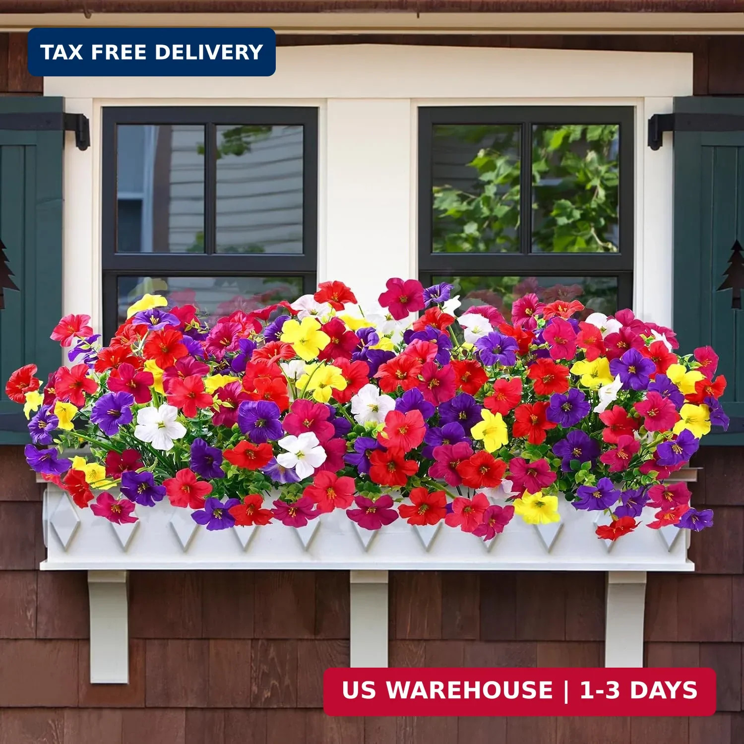 Artificial Flowers for Outdoors, 12 Bundles Mixed Color Artificial Petunias Fake