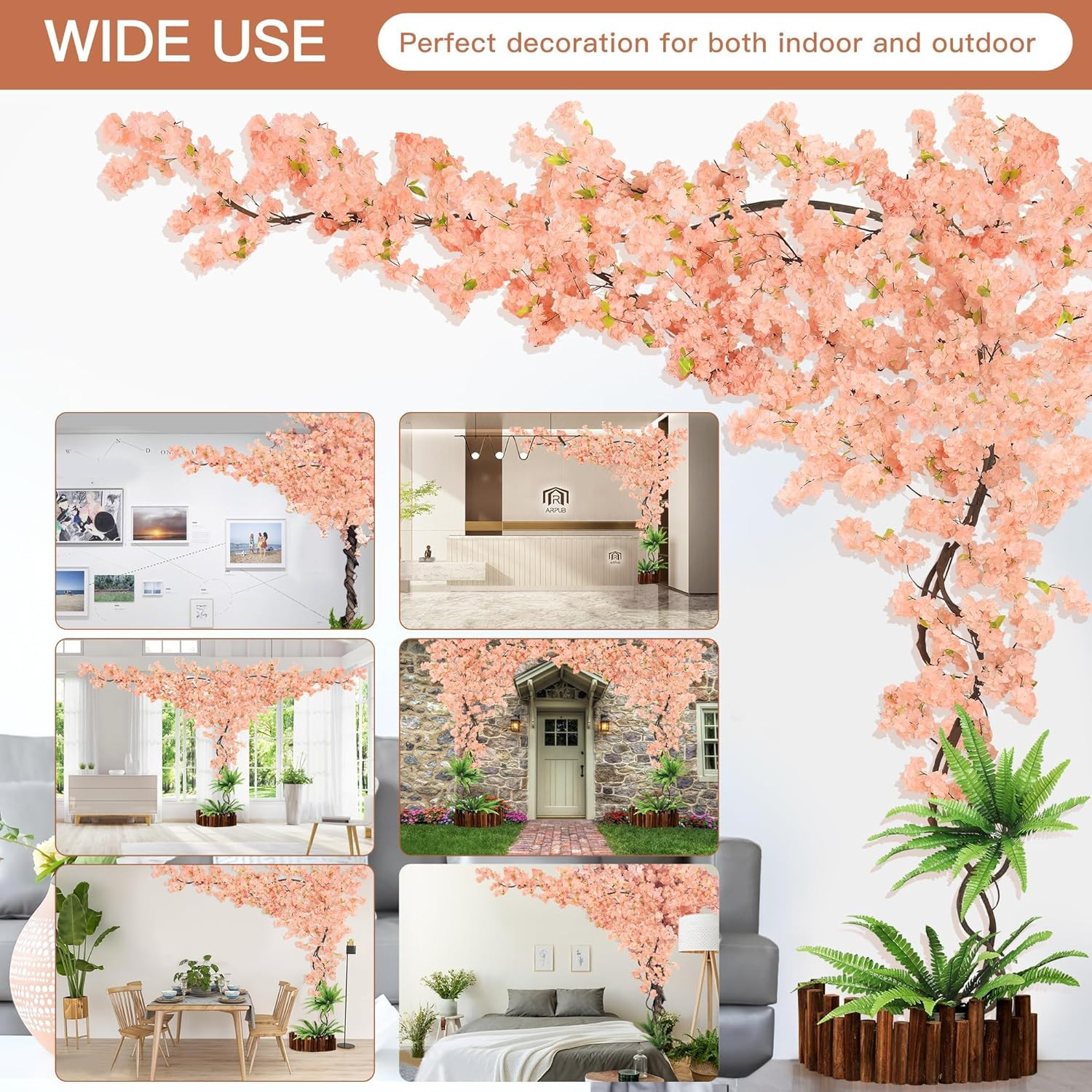 Champagne Pink LED Cherry Blossom Tree – 4ft x 6.5ft for Home & Party Decor