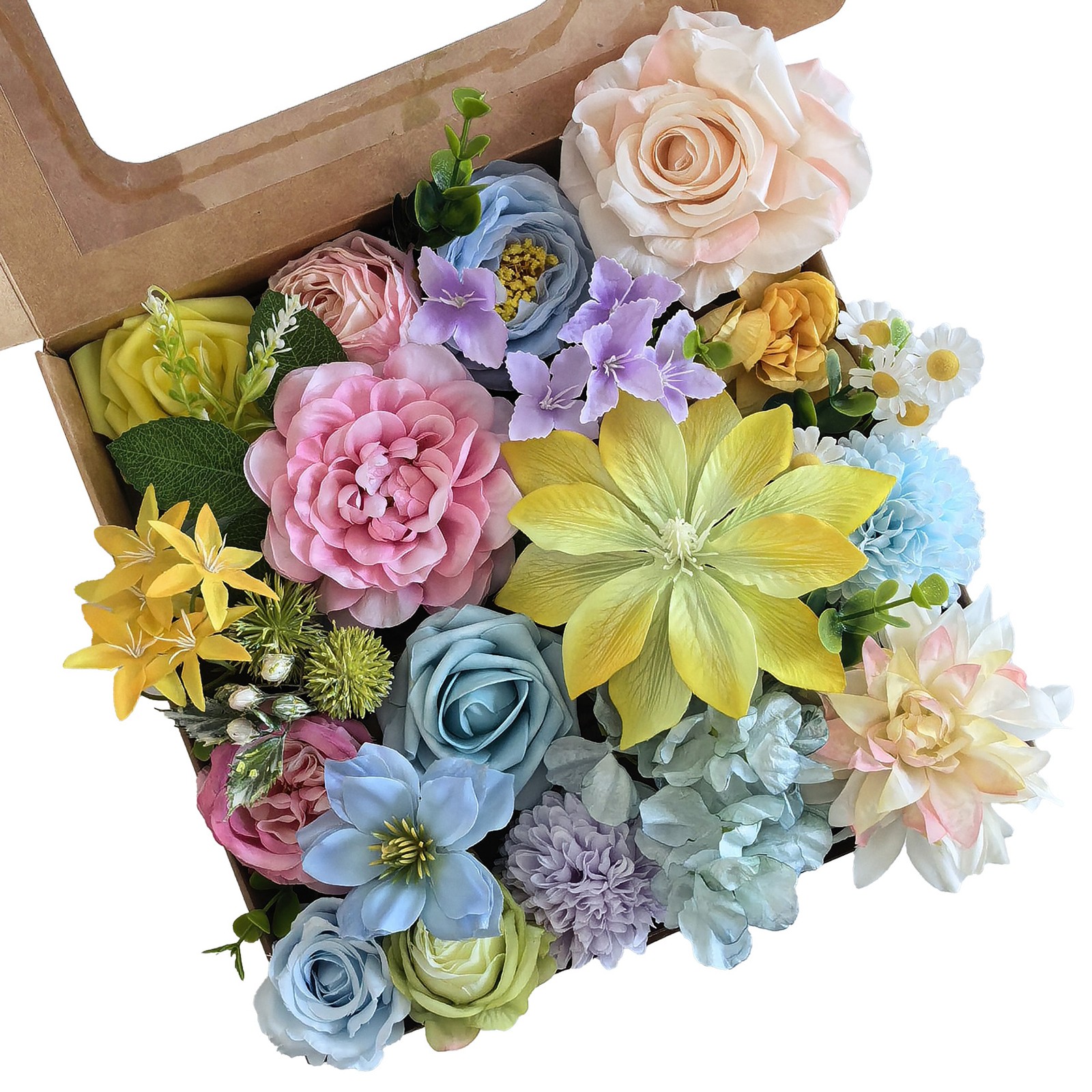 30PCS Artificial Silk Flowers Bulk for Home Decor Faux Floral Stems w/ Iron Wire