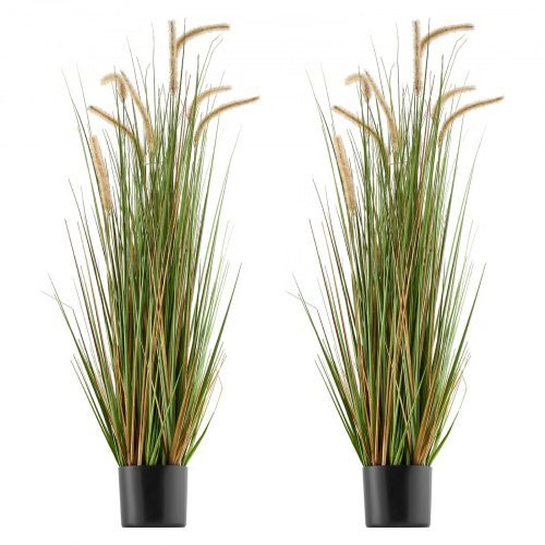 Artificial Grass Plant, 2 Pack 47 inch Horsetail Reed Grass in Pot, Premium PVC