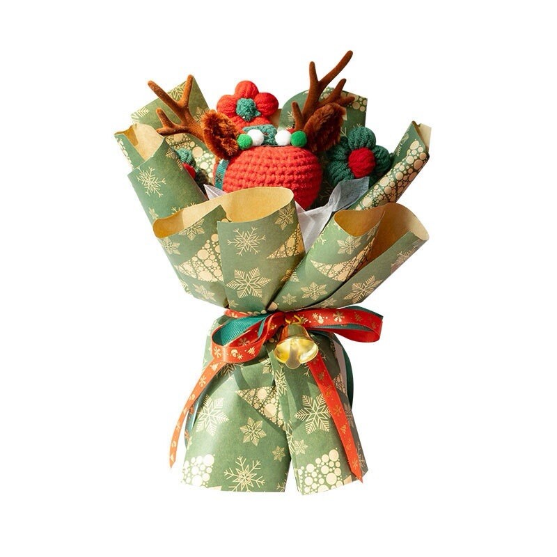 Christmas Knit Flower Gift Set,Perfect Christmas Flower Gift