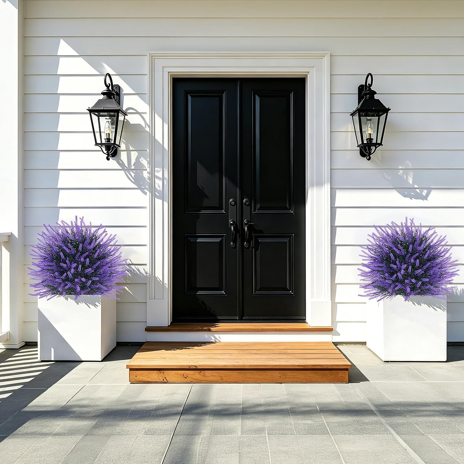 2 Pack UV Resistant Artificial Lavender Topiary Balls for Easy Outdoor Decor