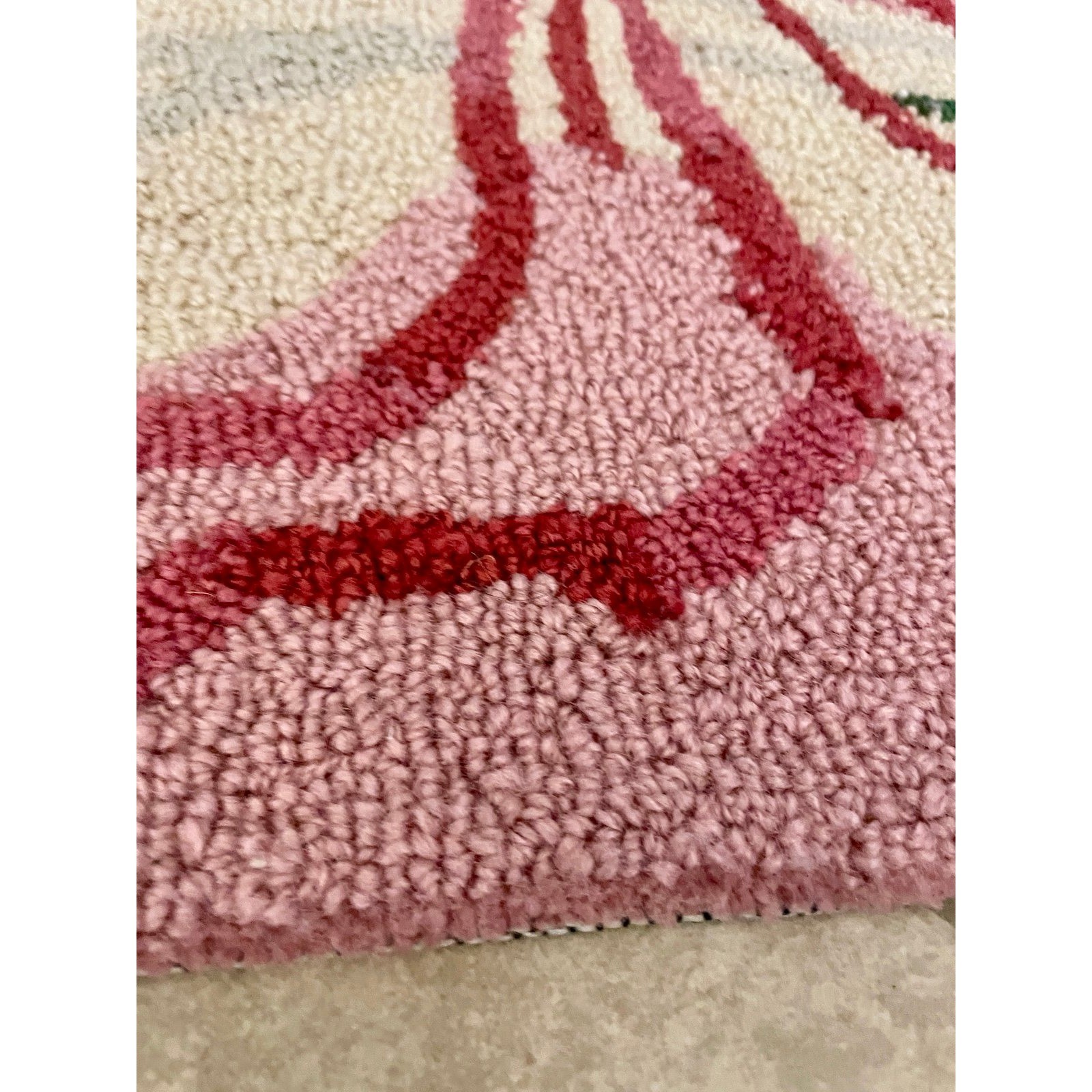 Pink Red Romantic Floral Bow Bouquet Hooked Accent XOXO Throw Rug New
