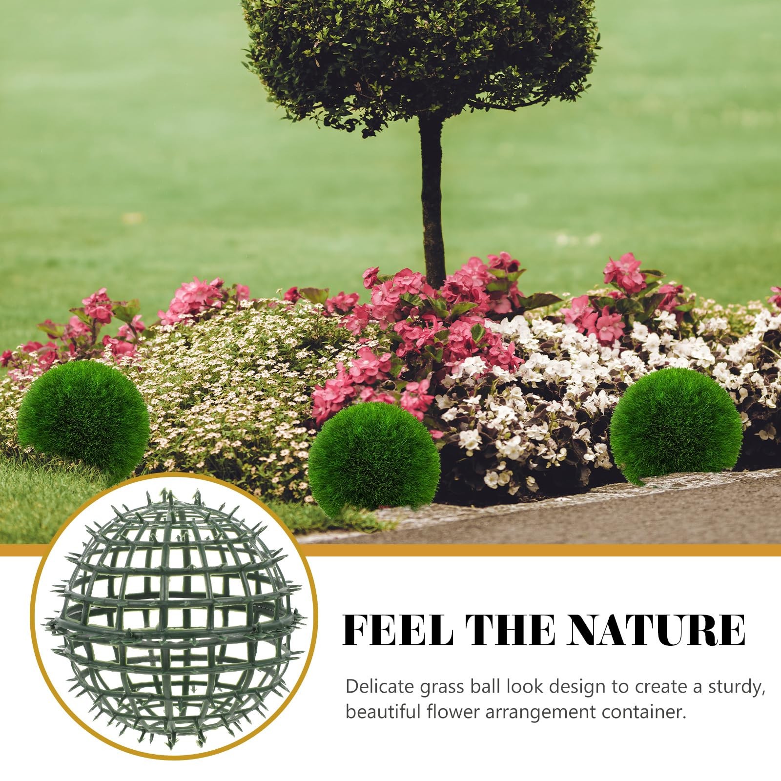 Artificial Plant Topiary Ball Support 6Pcs Grass Ball Rack 5.90 Inch Faux Gre…