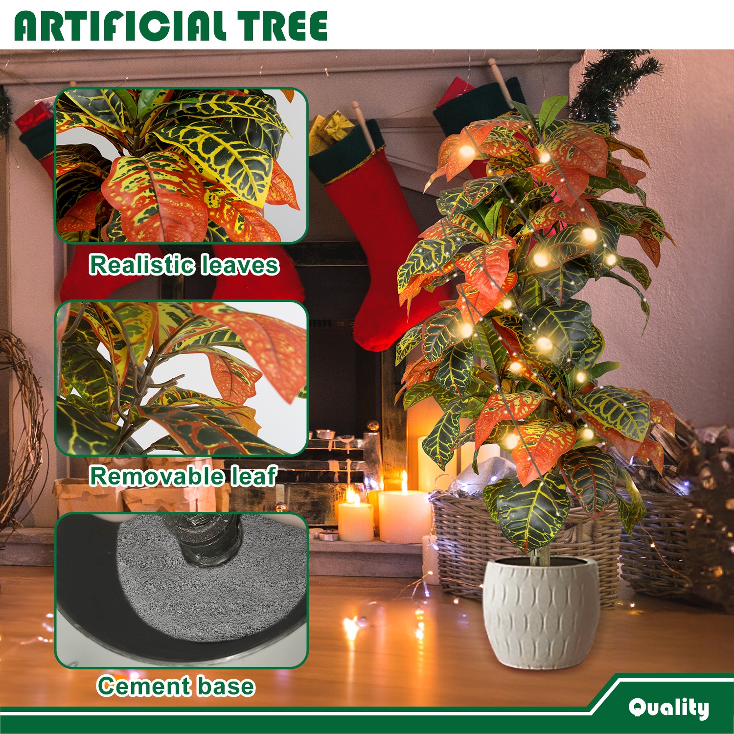 Goleray 3ft Artificial Fall Trees Home Decor Faux Plant 1/2 Pack Indoor Outdoor
