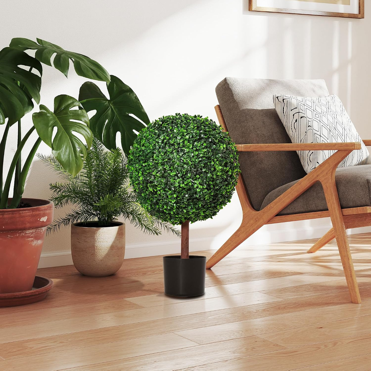 23.5″ Artificial Boxwood Topiary Ball Tree Nursery Pot Included | Fake Decorativ