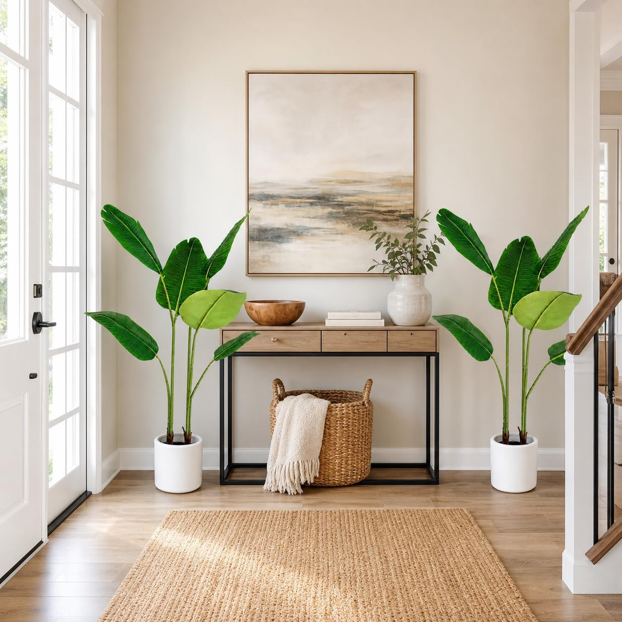 Artificial Bird of Paradise Plant 3.3Ft, Faux Banana Leaf Tropical Trees with 6