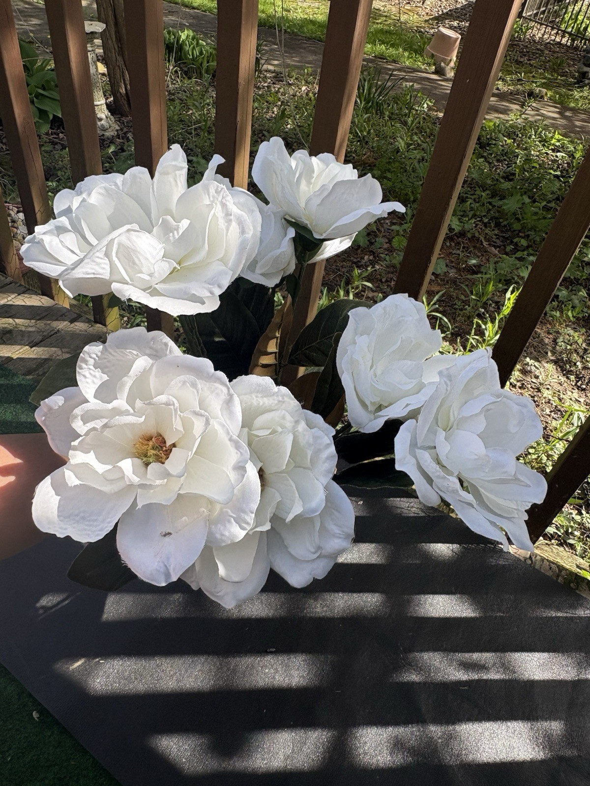 Set of 7 Artificial Magnolia Flowers 22” stem faux Real Touch Velvet Smooth