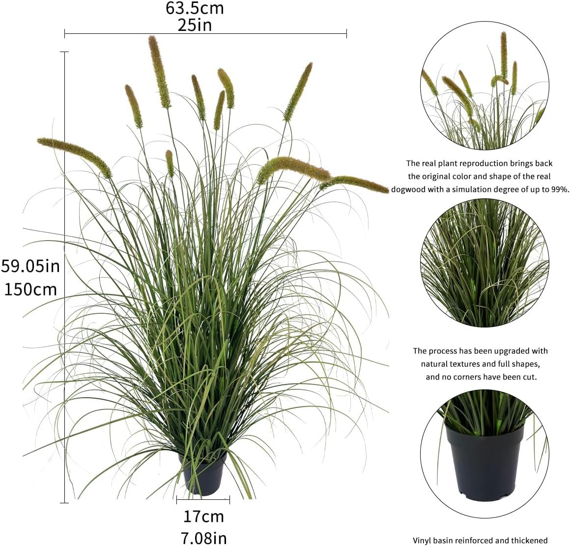 5Ft Tall Faux Grass Plant – 2 Pack Indoor Decorative Artificial Plants