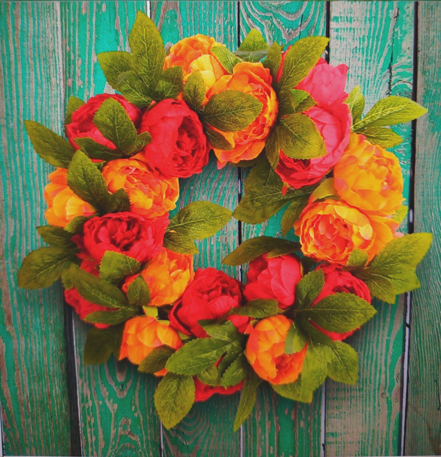 Artificial Seasonal Wreath for Front Door or Porch, Multicolor Flower