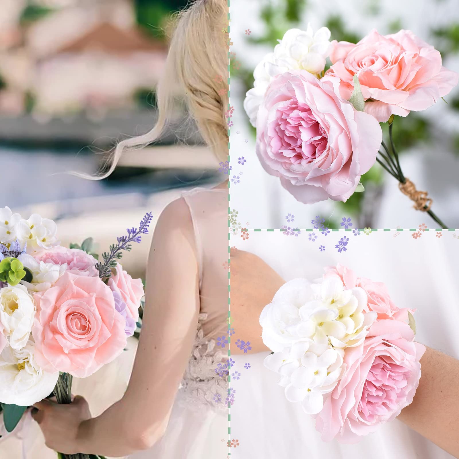 Purple Pink Artificial Flowers Combo
