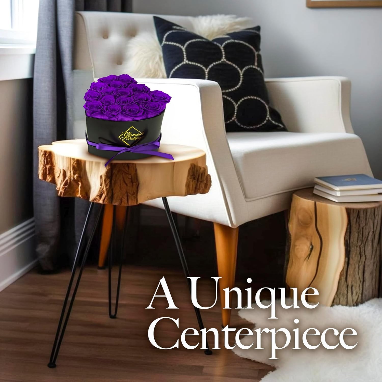16 Purple Roses in Heart Shape Box – Eternal Love Gift