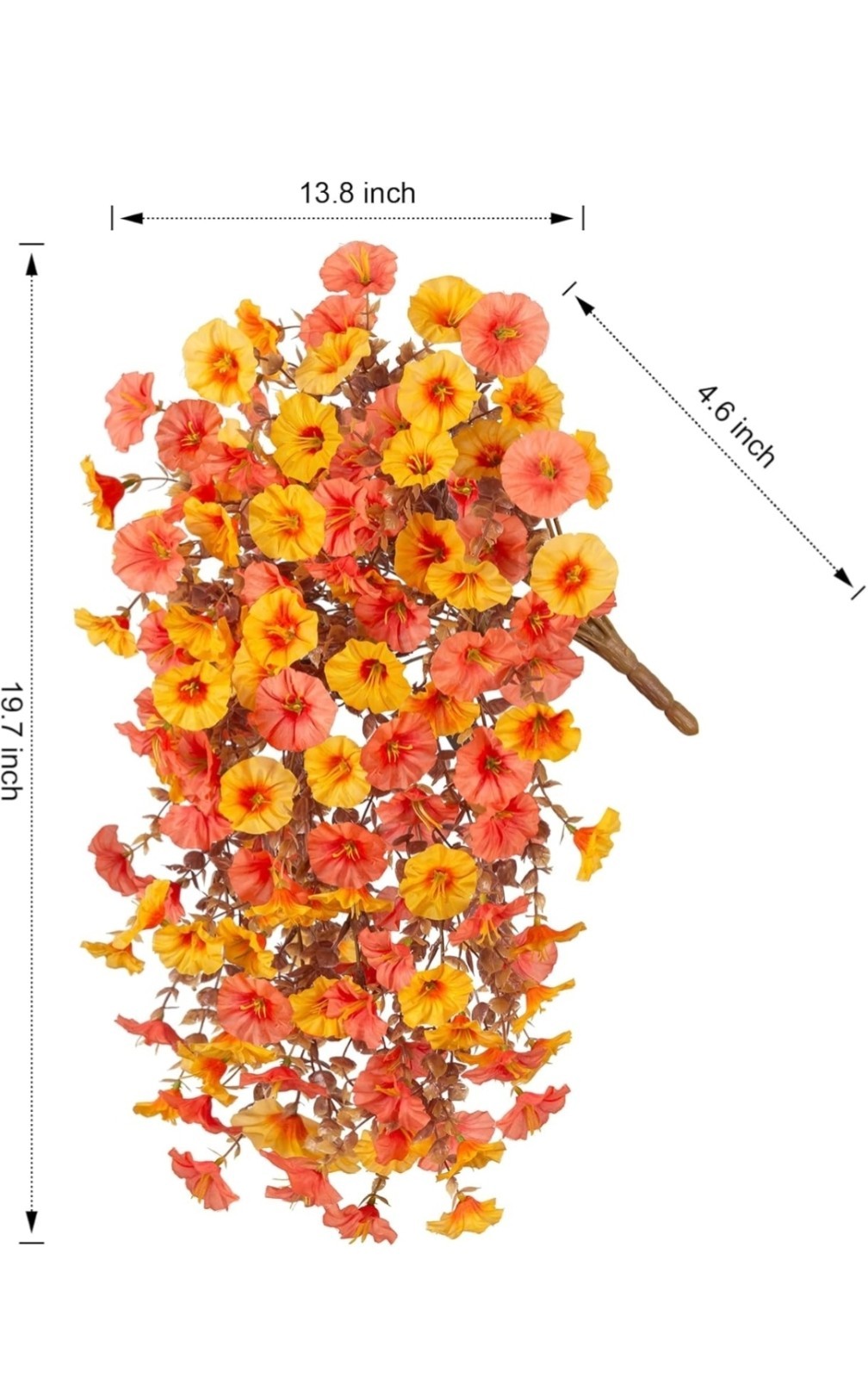 2 PCS Artificial Faux Fall Hanging Flowers Plants for Outdoor Decor,Fake Silk…