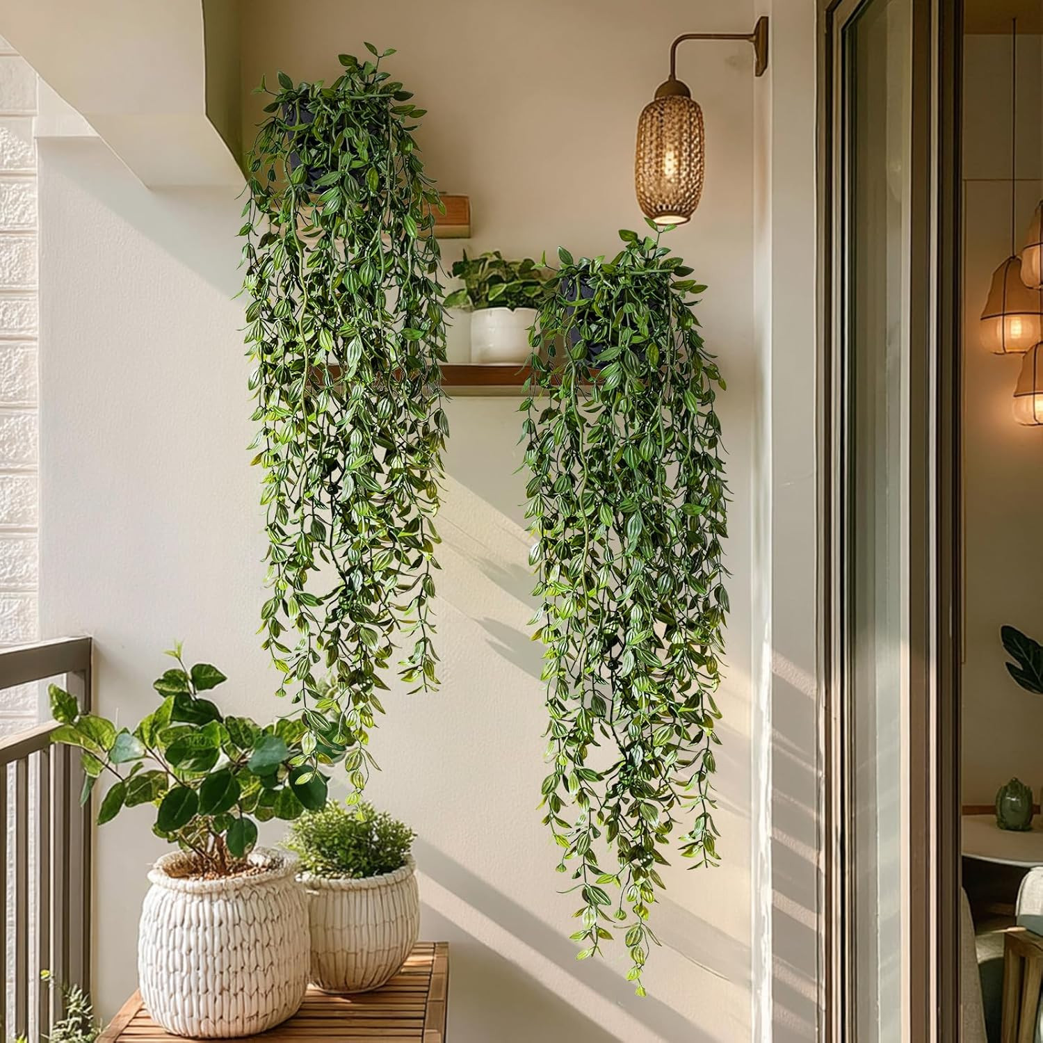 Artificial Hanging Plant 2 Pcs Faux Plant Ivy Vine Faux Eucalyptus Vines Fake Po