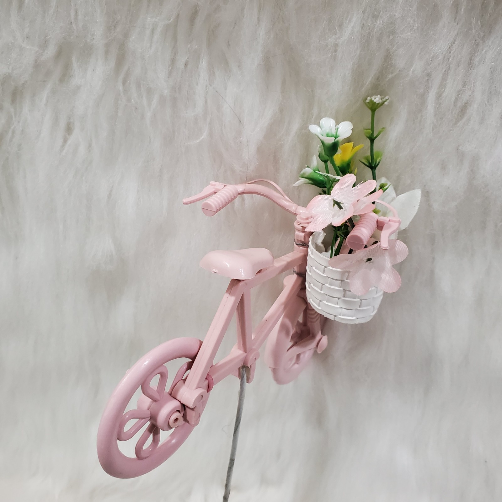 Flower Basket Pink Bicycle Spring Picks Artificial Spring Decor Projects