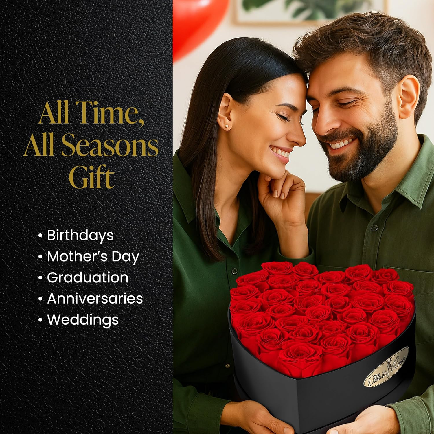 Eternity Rose 30-Piece Preserved Roses in Luxury Heart Box – Forever Love Gift