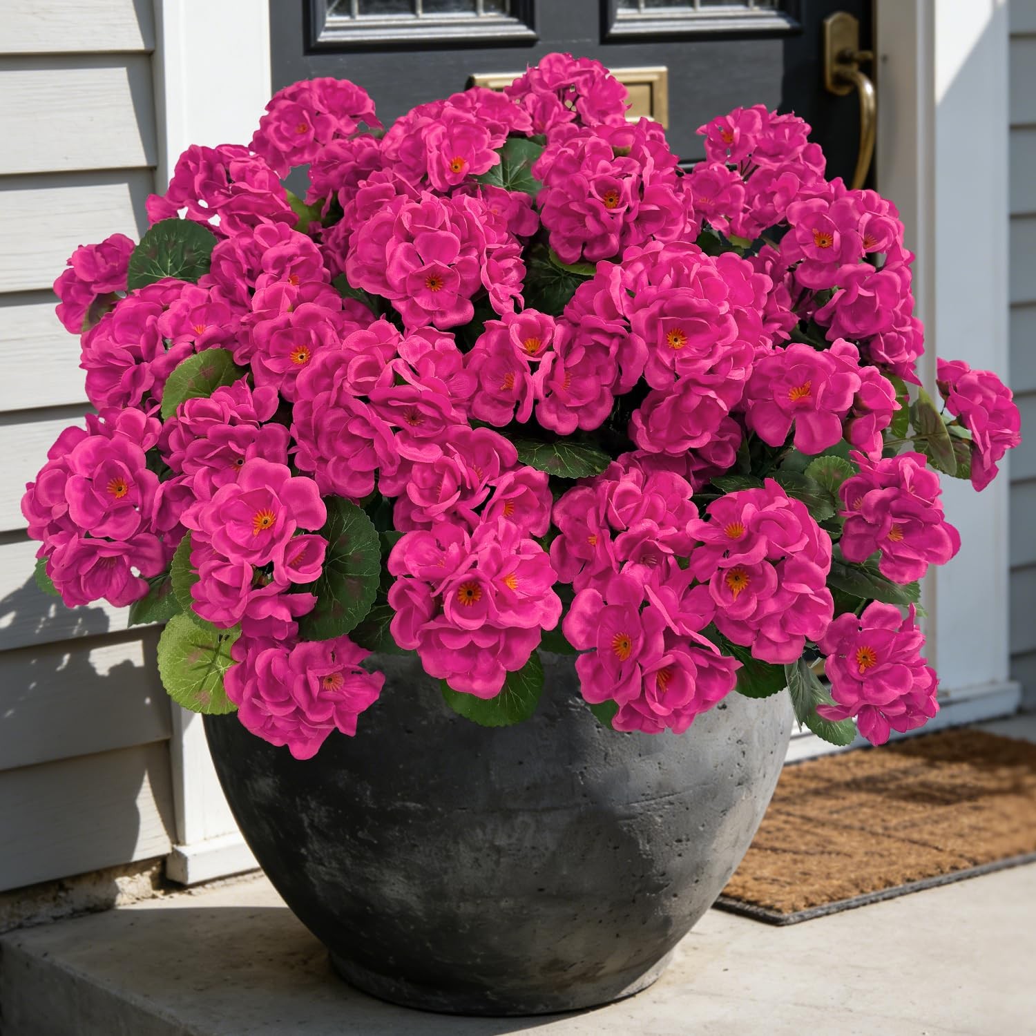 Ouddy Decor Artificial Geranium Flowers for Outdoors, Fake Silk Flowers UV Re…