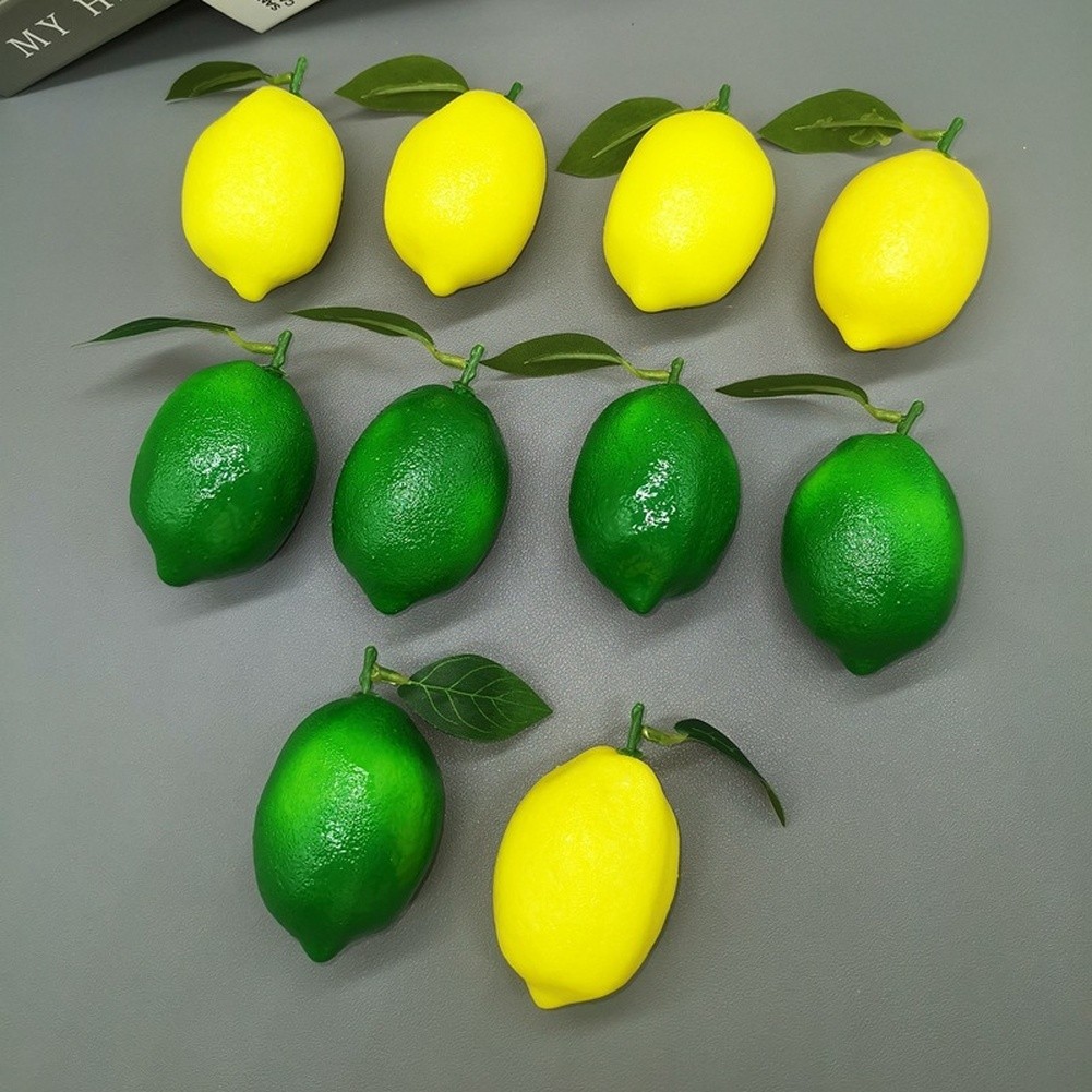 Foam Simulated Lemon Model With Leaves For Home Display And Photography
