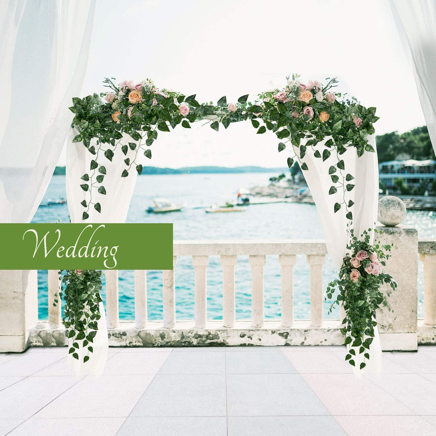 78-Ft 12 Pack Silk Artificial Ivy Vines Leaf Garland Plants Hanging Wedding Garl