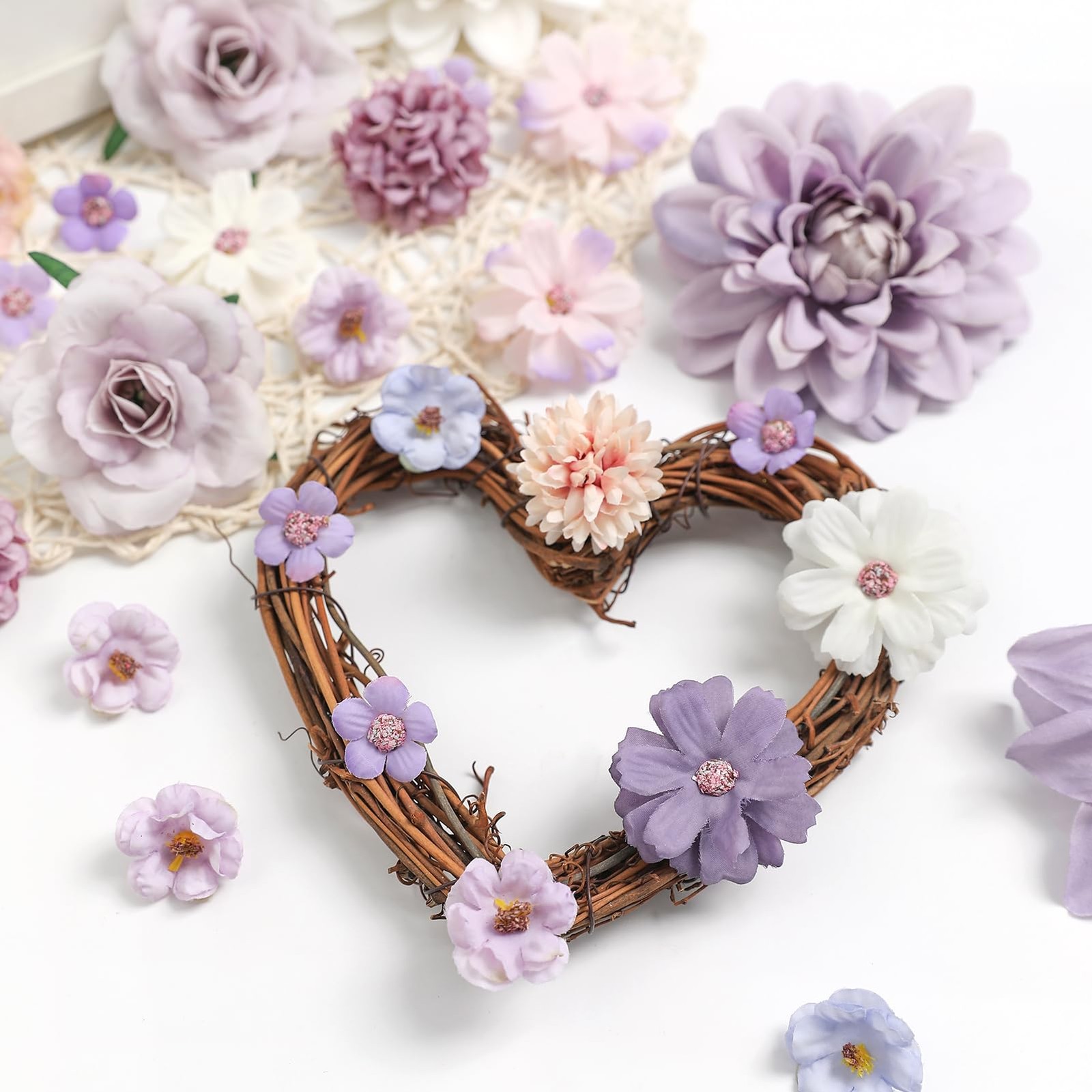 Fake Flower Heads Mini Artificial Flower Purple Faux Dahlia Rose Flowers for …