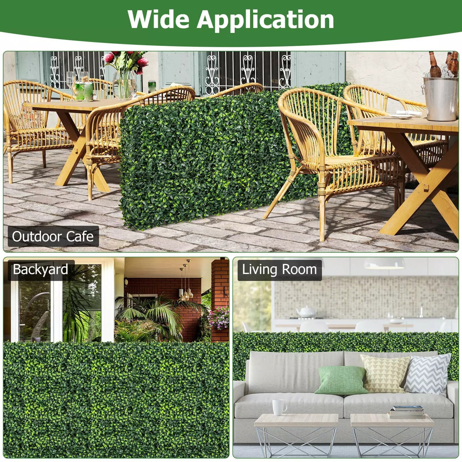 Artificial Plant Wall w/ Realistic PE Leaves Zip Ties Decoration 36″ x 15″ x 34″