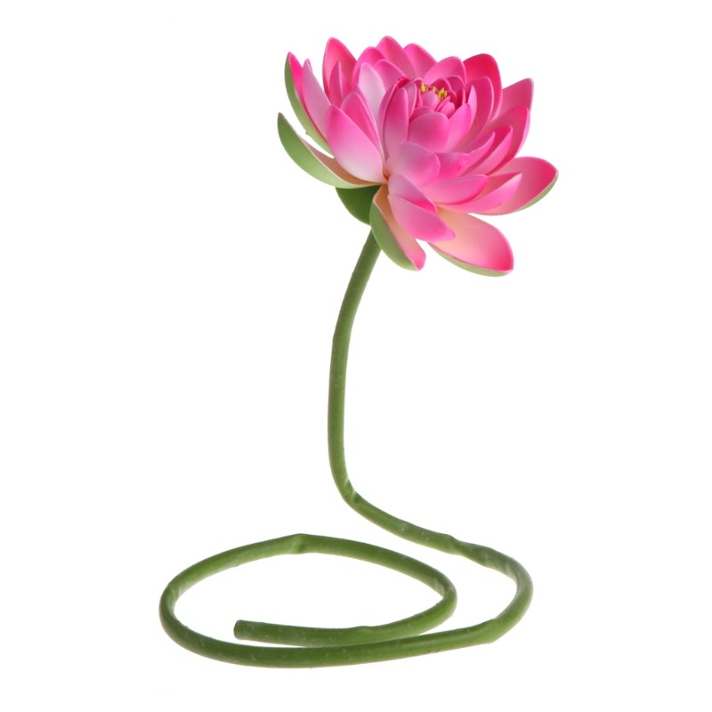 Artificial Fake Flower Lotus Water Lily with Rod Plants Garden Pond Vase Decor