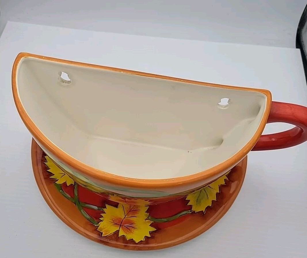 ANNE ORMSBY LARGE TEA CUP WALL VASE PLANTER BAUM BROS