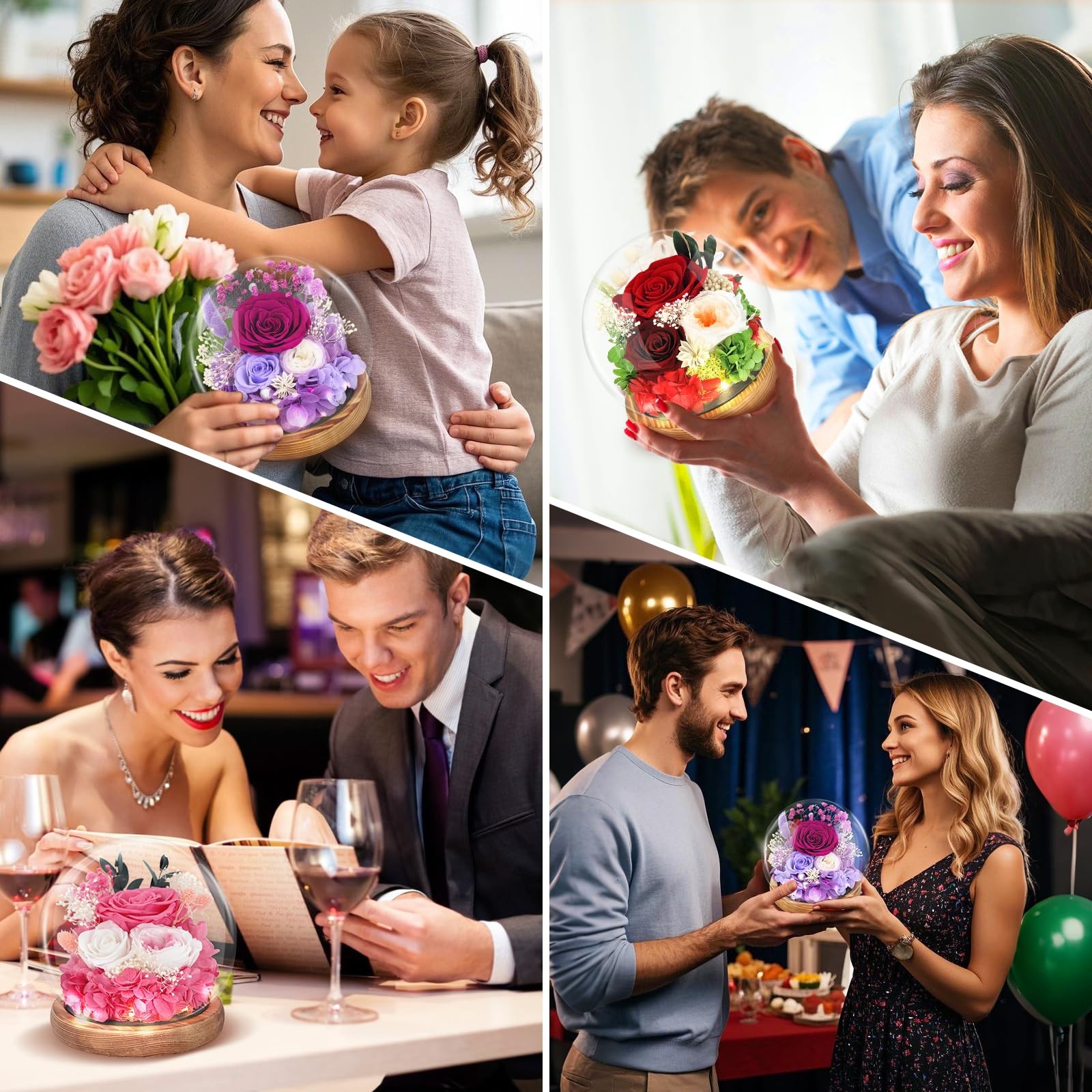 Preserved Flowers Roses in Glass Dome, Forever Flowers for Delivery Prime, Etern